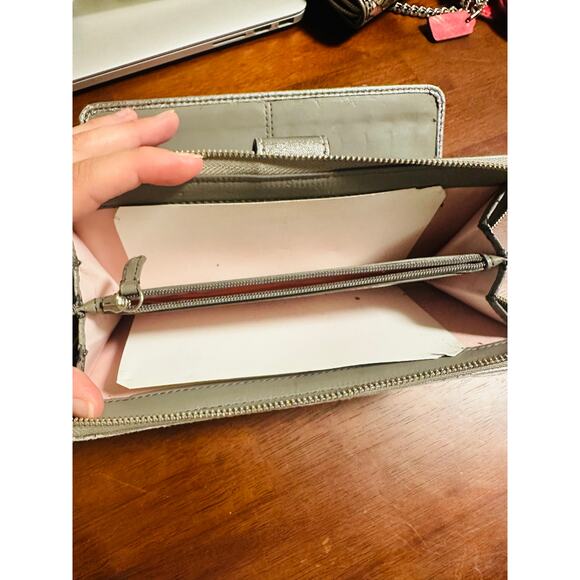 COACH Silver Gold Snap Optic Print Signature Metallic Wallet - Picture 5 of 8